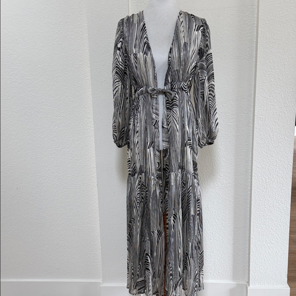 Black and White Zebra Print Maxi front tie Dress
